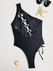 Solid Color Sexy Single Shoulder One Piece Swimsuit CASF 6590
