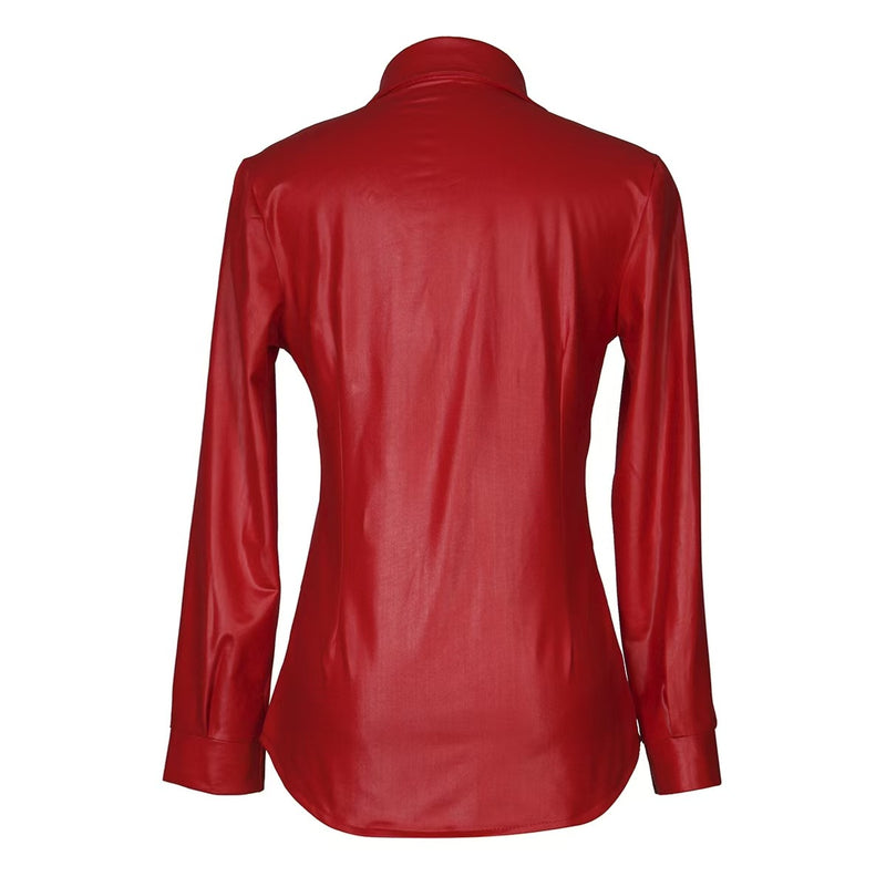 PU Leather Long Sleeve Shirt Jacket Coat GPBY 811
