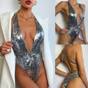 Snake Print Backless Tight One Piece Swimsuit DYSC DY3111194