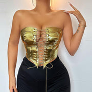 Sexy Bandage Cardigan Skinny PU Vest GPBY 14685