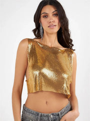 Sleeveless Sequin T Shirt GZYY J24338