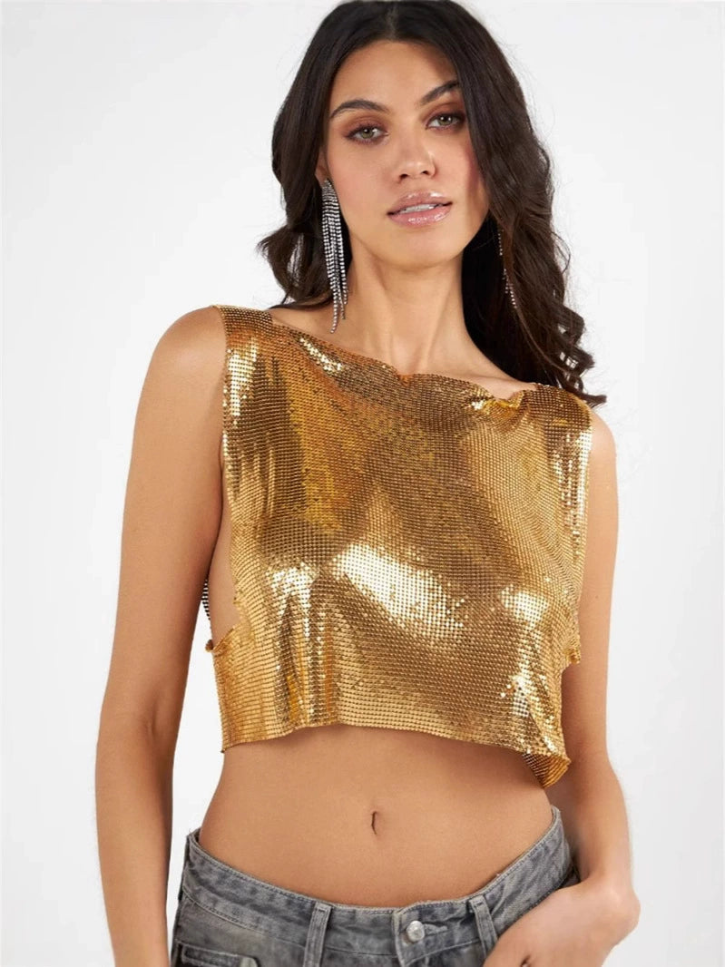 Sleeveless Sequin T Shirt GZYY J24338