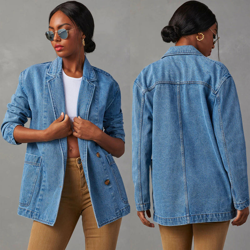 Fashion Washed Blue Denim Blazer GYAN 32137