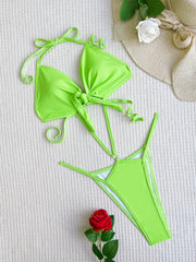 Sexy Solid Bandage Backless One Piece Swimsuit CASF 6501