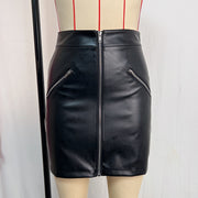 PU Leahter Zipper Mini Skirts GPBY 8153