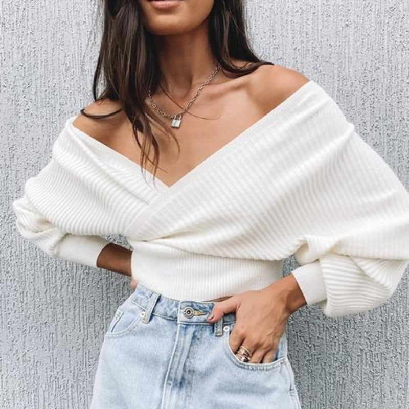Solid Color Knits V Neck Sweater YMZY 2016