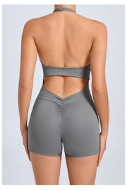 Halterneck Solid Color Yoga Sport Romper GQSA 51001