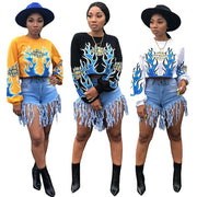 Casual Printed Long Sleeve O Neck Sweatshirt Top GLF 10046