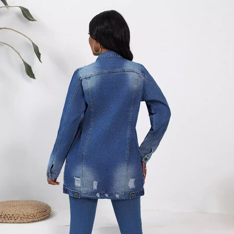 Washed Fashion Ripped Denim Jacket GKNF TSC 814