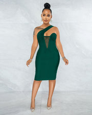 Sexy Patchwork Off Shoulder Bodycon Dress BS 1302
