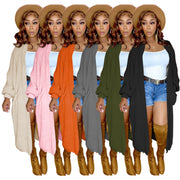 Solid Casual Knitted Long Sweater Cardigan Coat TR 1185