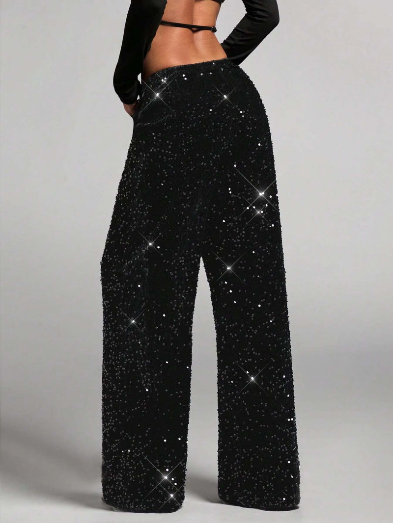 Casual sequined Drawstring Pants GXRF QC160