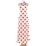 Sleeveless Polka Dot Printed Halterneck Maxi Dress DLSF K6D16498A