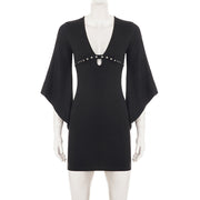Deep V Neck Rivet Mini Dress GPKJ MR51208