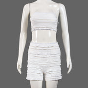 Solid Color Wrap Chest Tops Shorts 2 Piece Set GFRT 42023SBG