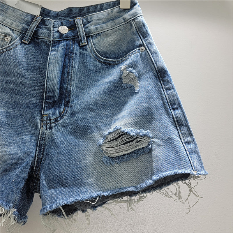 Holes Raw Edge Denim Shorts GZYN R9117