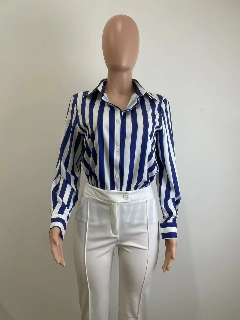 Casual Stripe Long Sleeve Shirt QODY 6027