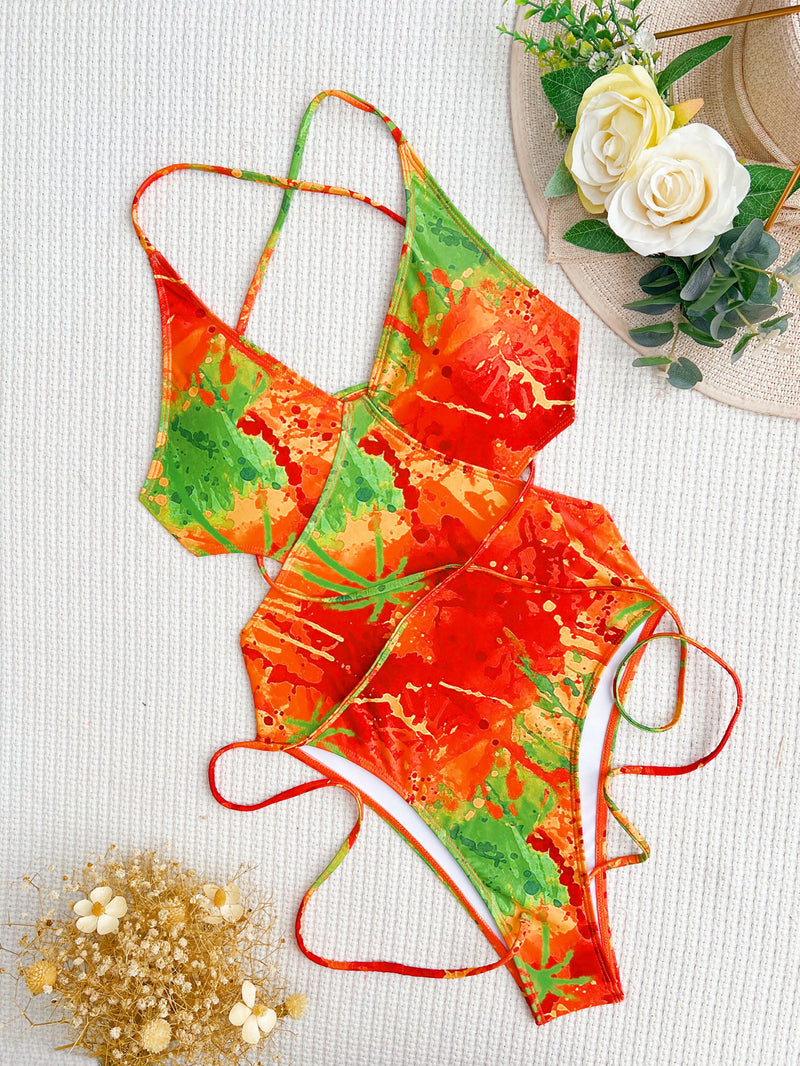Tie Dye Print Sexy One Piece Swimsuit CASF 6535