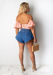 Summer Casual Beach Scalloped Hot Denim Shorts LSD 8734