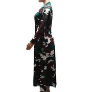 Plus Size Camouflage Print Long Jacket Trench Coat QYXZ 9144