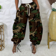Camouflage Print Lantern Loose Drawstring Pants LSD LD2278