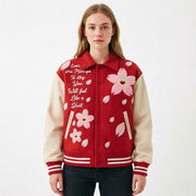 Double Layer Threaded Print Contrast Color Jackets YNSF 8038