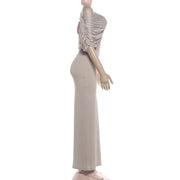 Off Shoulder Ruched Solid Color Maxi Dress GYME K6D06869A