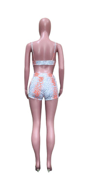 Casual Printed Sexy Sling Top Shorts Two Piece Sets ORY 5227