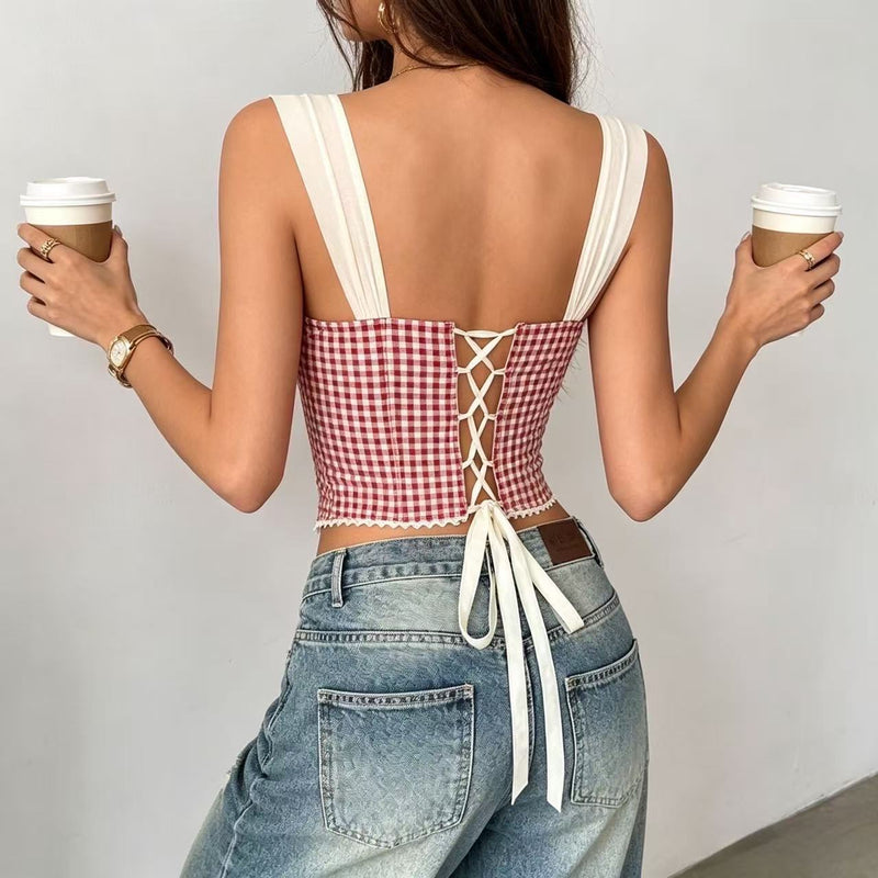 Print Backless Bandage Tank Top GPBY VE8427