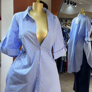 Stripe Short Sleeve Midi lenght Shirt GCNE 72938
