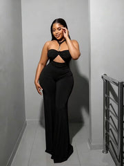 Sexy Halterneck Hollow Out Jumpsuit GADE 10086
