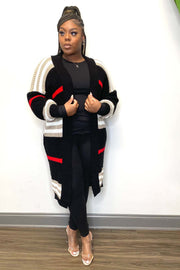 Plus Size Stripe Knits Long Coats QYXZ 9100