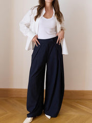 Solid Color High Waist Wide Leg Pants QODY 6074