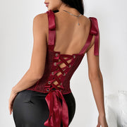 Bow Tie Up Solid Color Tank Tops GOMN 71414