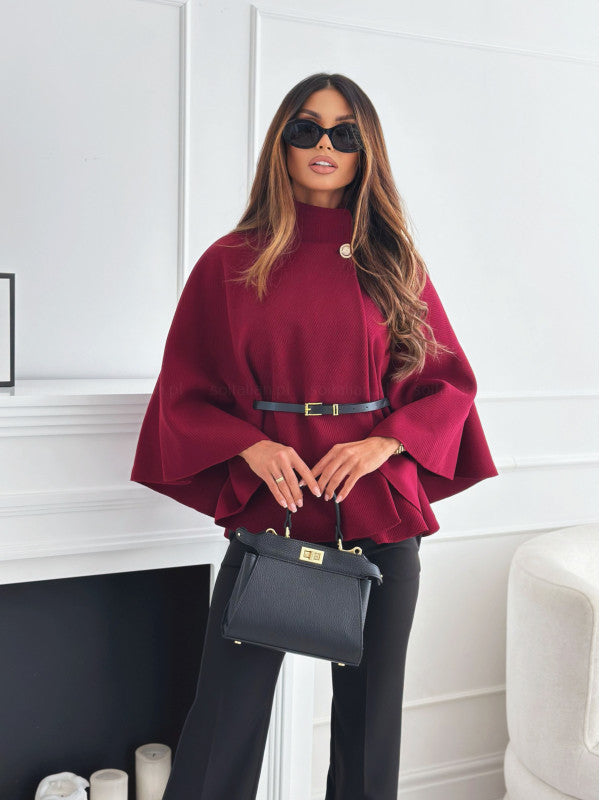 Fashion Solid Color Cape Coat GSZE 5382