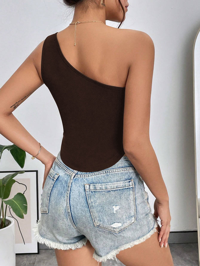 Singles Shoulder Irregular Hollow Tank Tops GYSQ CVDE1880