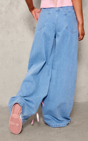 Bow Tie High Waisted Wide Leg Jeans GSMF ZC12874