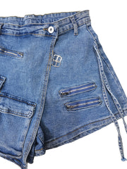 Casual Pocket Zipper Denim Shorts CM 8676
