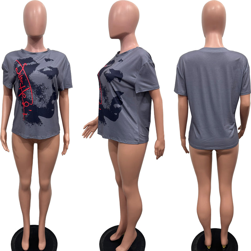 Short Sleeve Print Loose T Shirt BGN 345