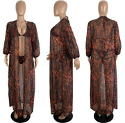 Sexy Print Bikinis Swimsuit Smock Three Piece Set LSL LS6458