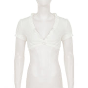 Solid Color Short Sleeve Short T Shirt GPKJ MR49162