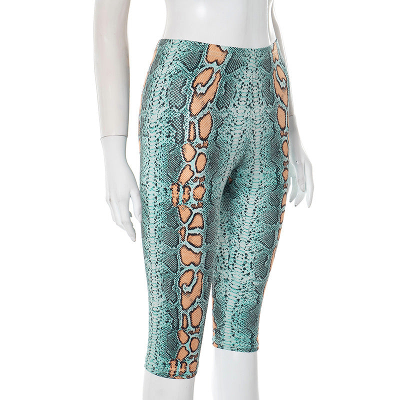 Snake Print Tight Fifth Pants GSBD D25PT151
