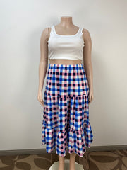 Plus Size Plaid Print Loose Half Body Skirt GAWE 6300