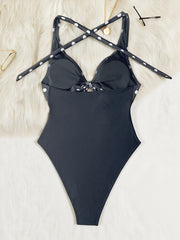 Polka Dot Print One Piece Swimsuit CASF 6836