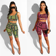 Sexy Printed Tank Top And Shorts Two Piece Sets BN 9183
