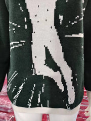 Loose Print Long Sleeve Sweater GBLH 98799