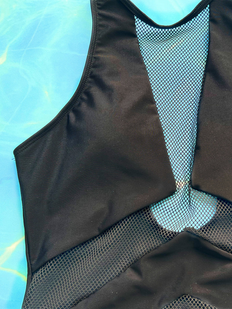Mesh Patchwork One Piece Swimsuit CSYZ 285