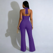 Backless Halterneck Micro Flare Jumpsuit YF 11072