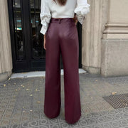 Solid Color PU Leather Casual Pants GPBY SK9997