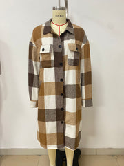 Plaid Print Long Sleeve Long Shirt Coats LSD 2264